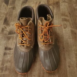 Limited edition L.L. Bean boot. Leather upper, rubber lower. Rare red brick sole